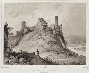 Vue du château de Berwick, Berwick-upon-Tweed, gravé par Villain